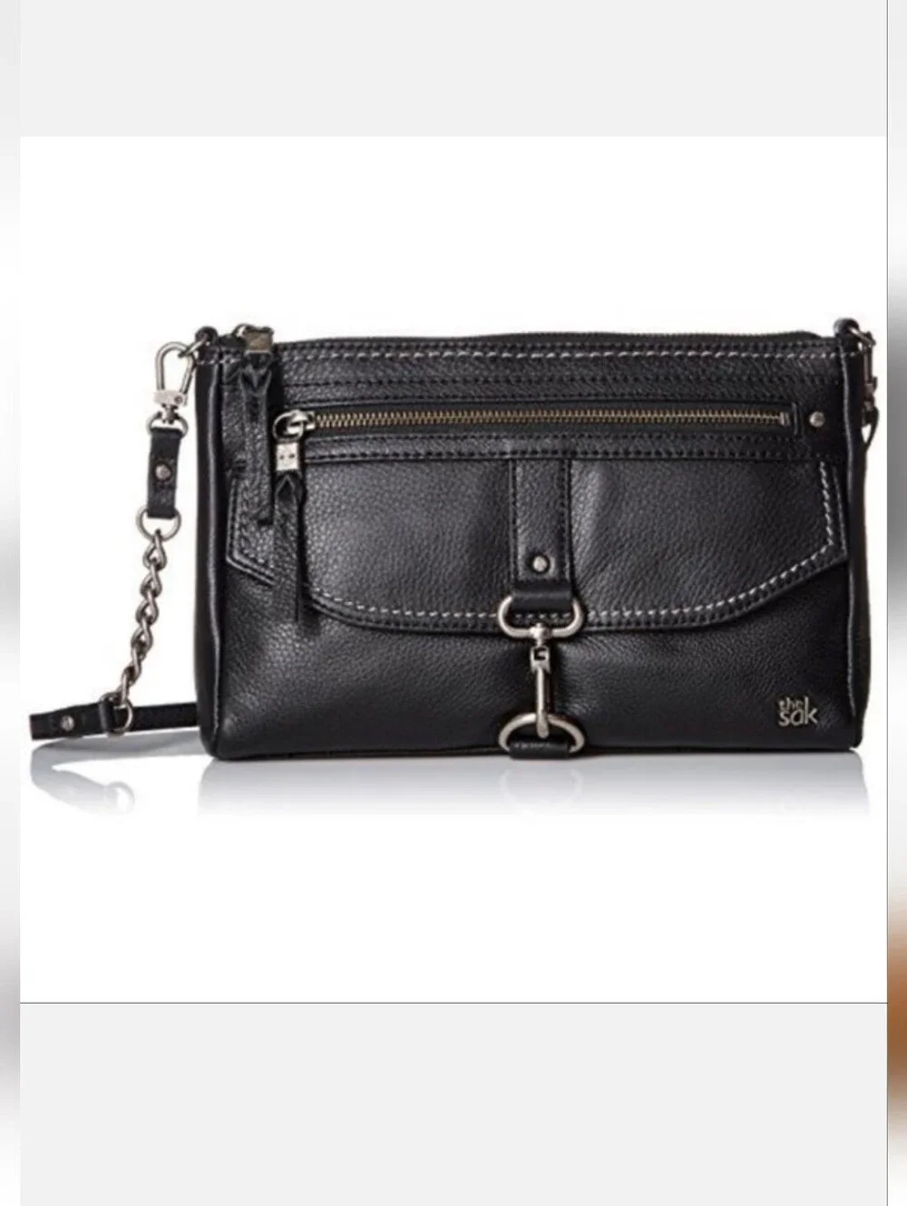 The Sak Ventura Crossbody Black Pebble Leather Silver Hardware